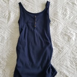 Old Navy ribbed, fitted navy Henley maternity tank